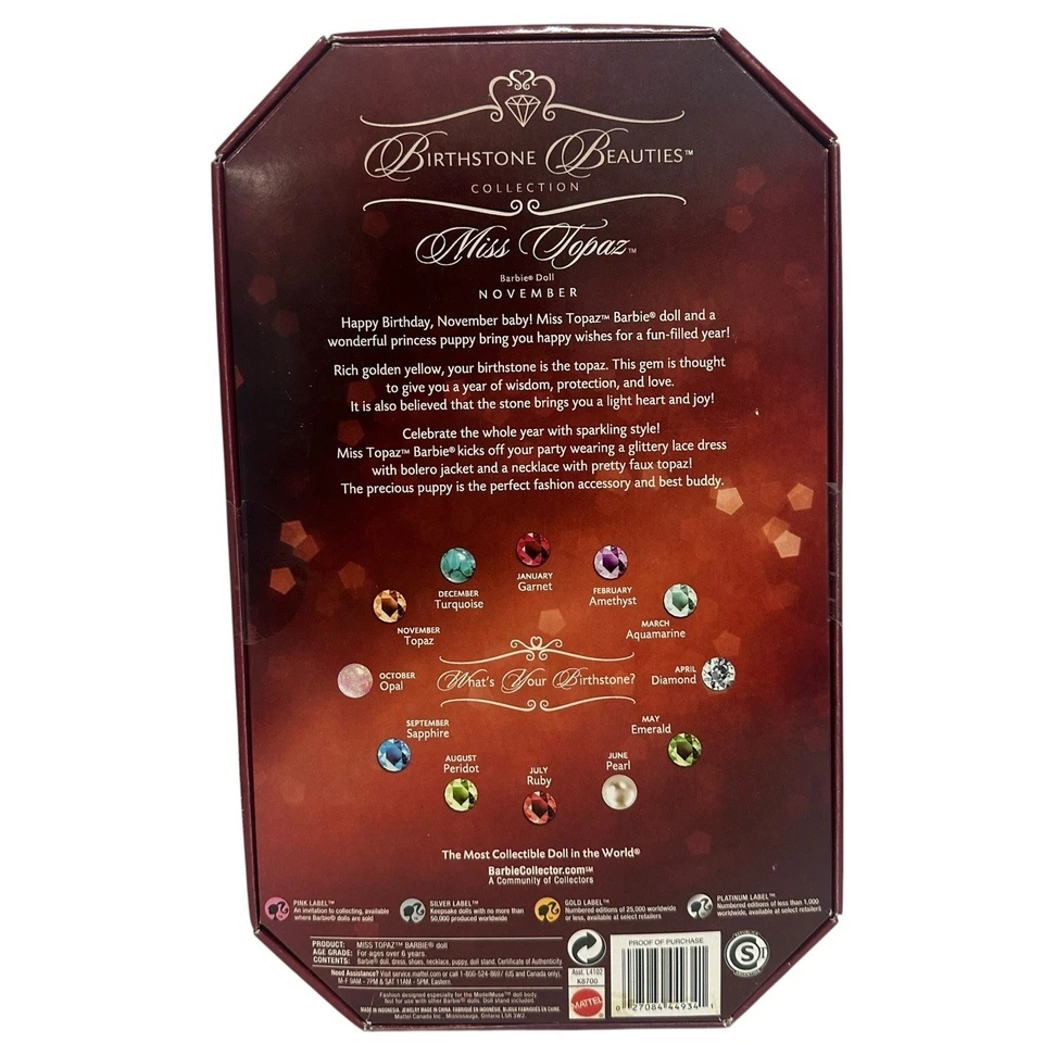 Muñeca Barbie Birthstone Beauties 2007 modelo Miss Topacio de noviembre Muse Steffie Face Foto 2 de 4
