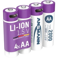 Ansmann AA Li-Ion Rechargeable Battery 1800mAh 4 Pack With USB-C Cable