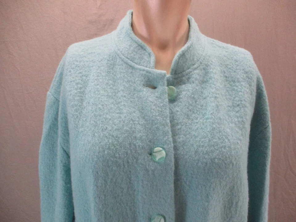 Norm Thompson Size L Womens 100% Wool Pocket Long Sleeve Button Up Cardigan 376 - Image 2 of 4