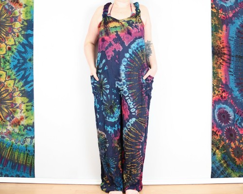 Tie Dye Boho Harem Dungarees Hippie Romper Bohemian Jumpsuit by Bare Canvas - Picture 70 of 85