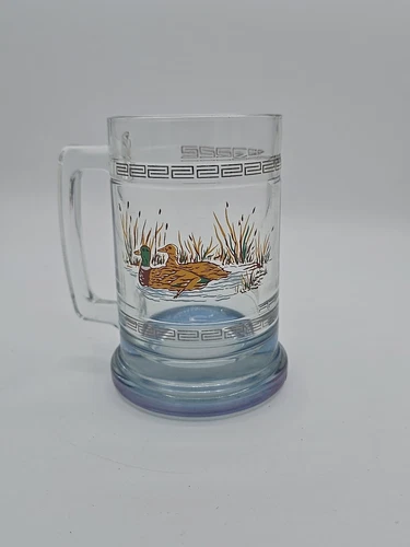 Vintage Princess House Glass Beer Stein, Mug Mallard Duck, Hunting, Game Bird