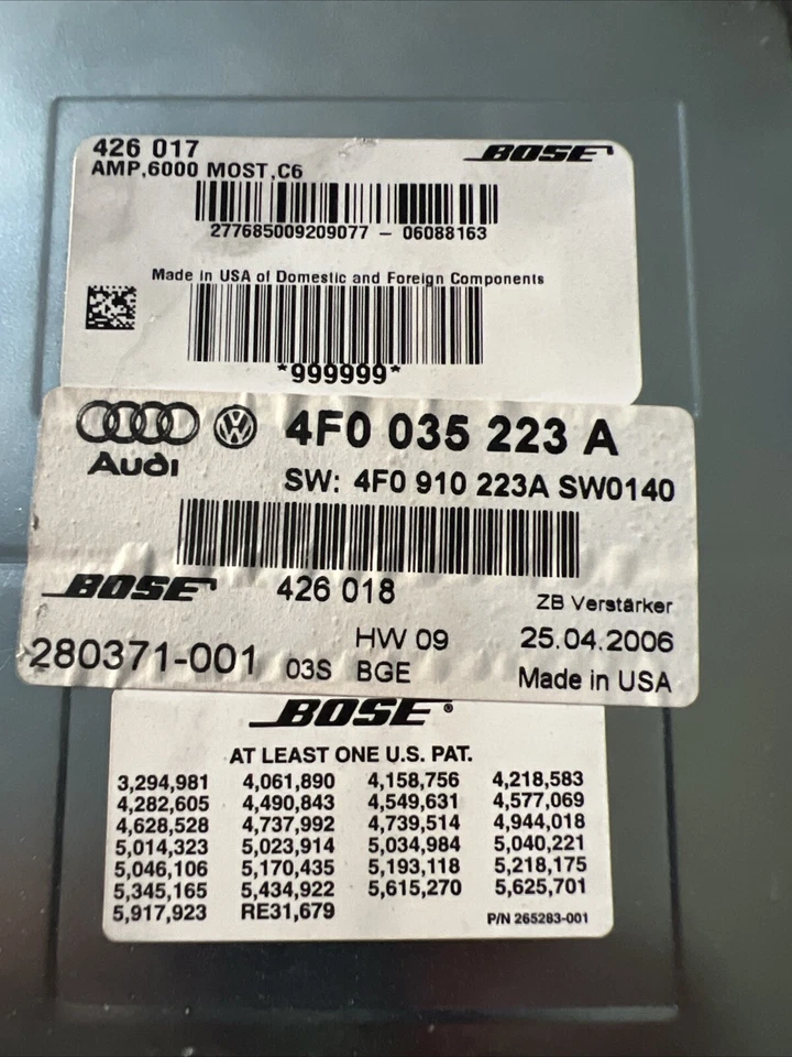 AMPLIFICATORE AUTORADIO AUDI A6 Berlina Serie C6 (4F2) 4F0035223A - Immagine 3 di 4