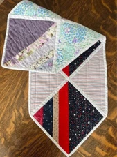 Handmade Reversible Holiday Spring Violent Patriotic Table Runner