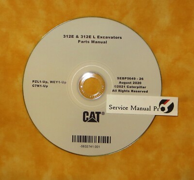 SEBP5649 Caterpillar 312E & 312E L Excavator Parts Manual Book CD. C7N WEY PZL