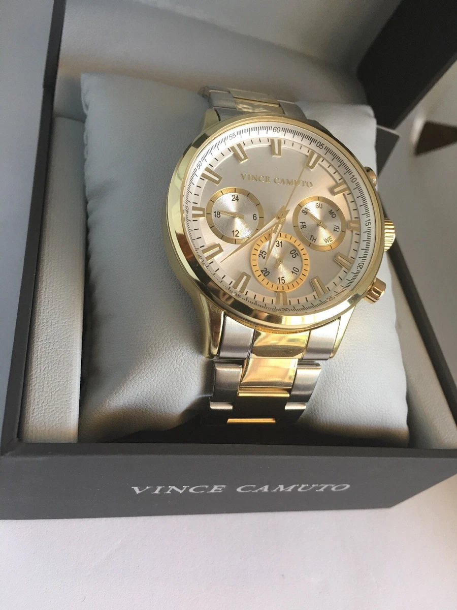 Vince Camuto Men's Silver Dial Two-Tone Stainless Steel Watch VC/1116TT NEW