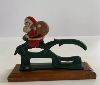 Midwest Imports Santa Nut Cracker Cast Iron With Wood Stand 7.5'' X2.5'' X5.5'' 