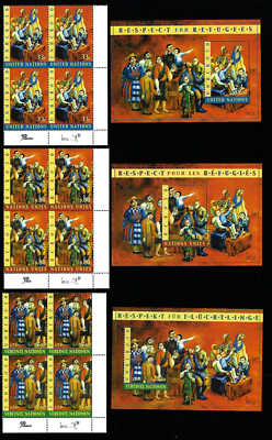 UN 787-88, UN Geneva 365-66, UN Vienna 282-83 Refugee Set SCV $19.50