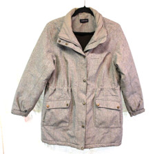 Lands End Hip grey poly blend jacket quilted int. Size M zip inside pockets WARM