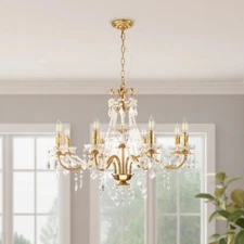 Large 31.6" Empire Crystal Chandelier 8-Light Luxury Rain Drop Pendant Lamps