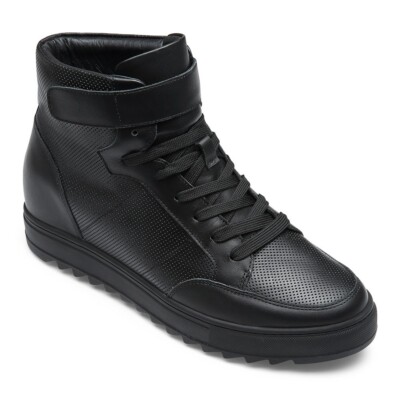 us9 CMR 7cm Casual Men Elevator Shoes Hidden Heel Lifts black High Top Sneaker