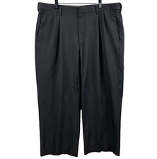 HAGGAR Dress Pants Men's Sz 38 x 29 23.5 Black Classic Pleated Premium Comfort