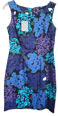 Esprit Collection VTG Cotton Floral Hydrangea Slvless Multicolor Dress 7/8 NWT