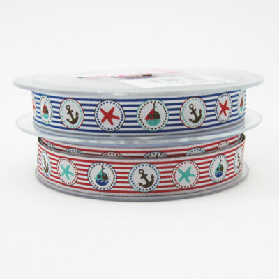 Maritimwebband, Anker, Seestern, Schiff, 16mm breit, Webband, nähen, Meterware