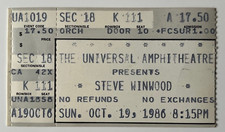 Steve Winwood Concert Ticket &ndash; Oct 19th, 1986 &ndash;Universal Amphitheatre, LA, CA