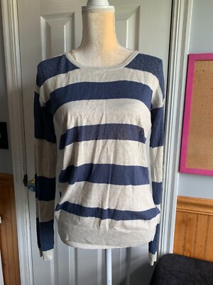 NEW American Rag Cie Sweater Top Womens Size Small Blue White Stripe Long Sleeve