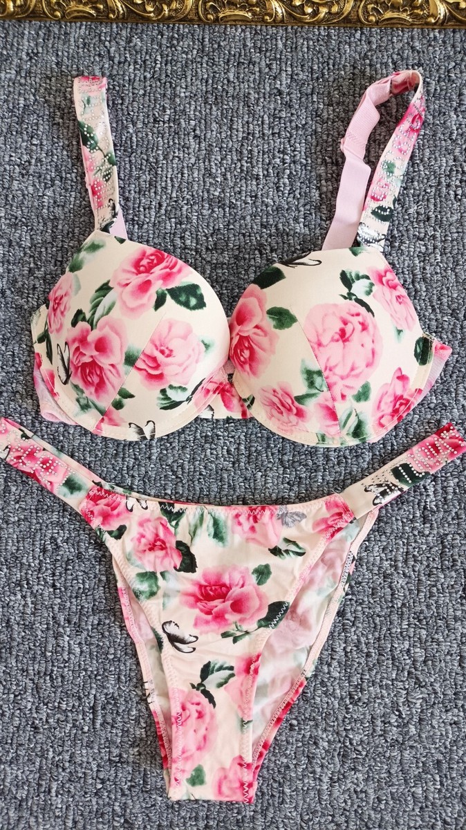 Shine Victoria Push Up Bra & Bikini Set – Sexy Rhinestone Lingerie For Women