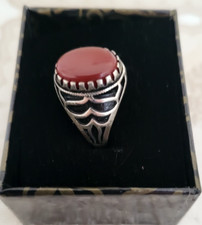 Blood Red Aqeeq Ring Sterling Silver Natural unisex Agate Ring Turky Aqeeq
