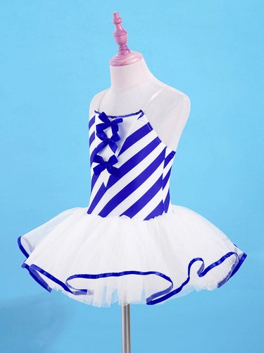 Kids Girls Sequins Striped Dancewear Costume Christmas Mesh Tutu Dress Leotard - Picture 90 of 185