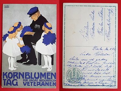 Artist Occasion Postcard by Klosegreger 1913 CORNFLOWER DAY Veterans (20262