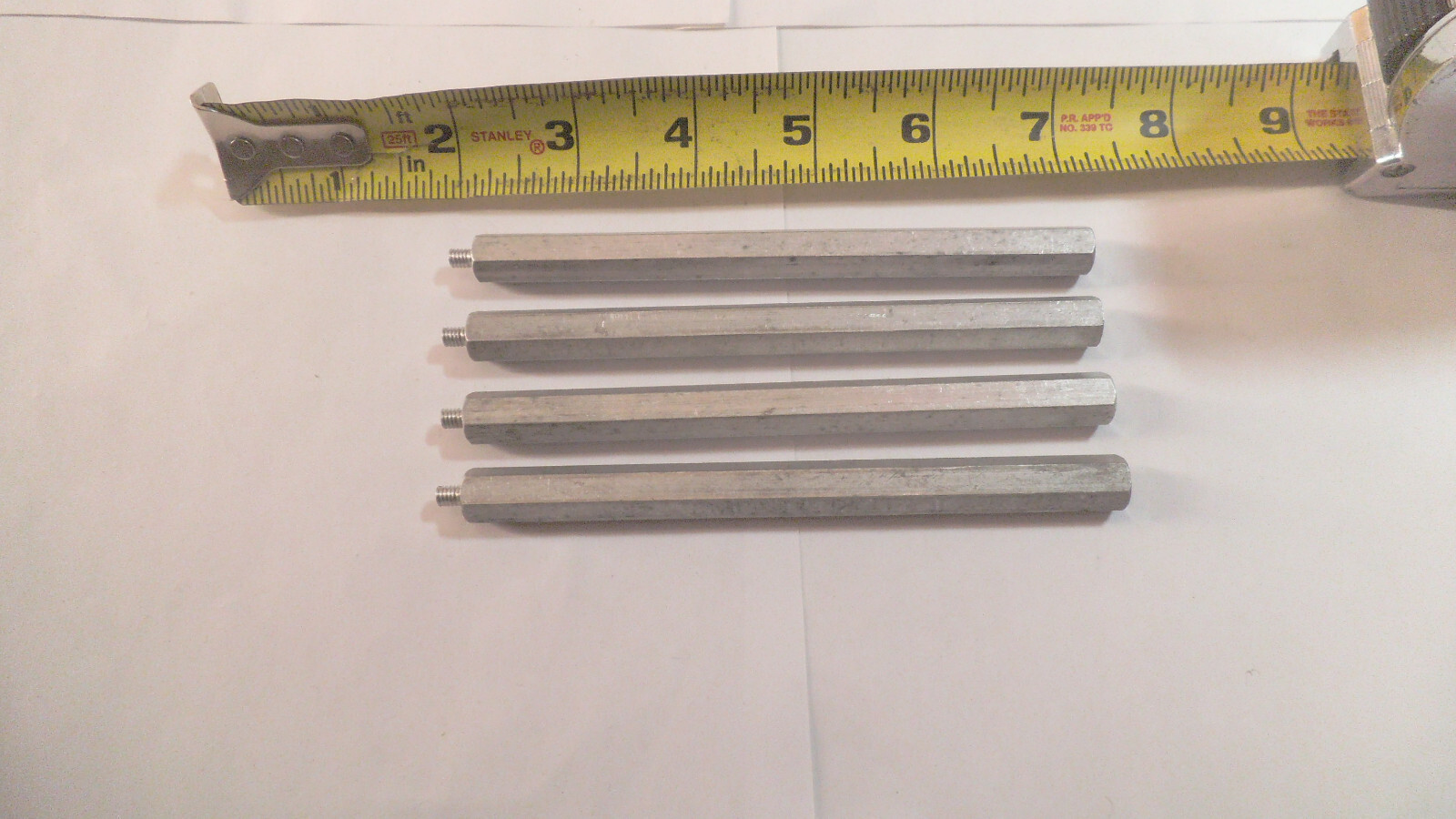 Qty 4 pieces Aluminum 8-32 thread M/F standoffs, 3/8 hex body, 5" long