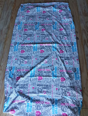 Monster High Twin Fitted Sheet White Black Blue Pink 2013 Mattel