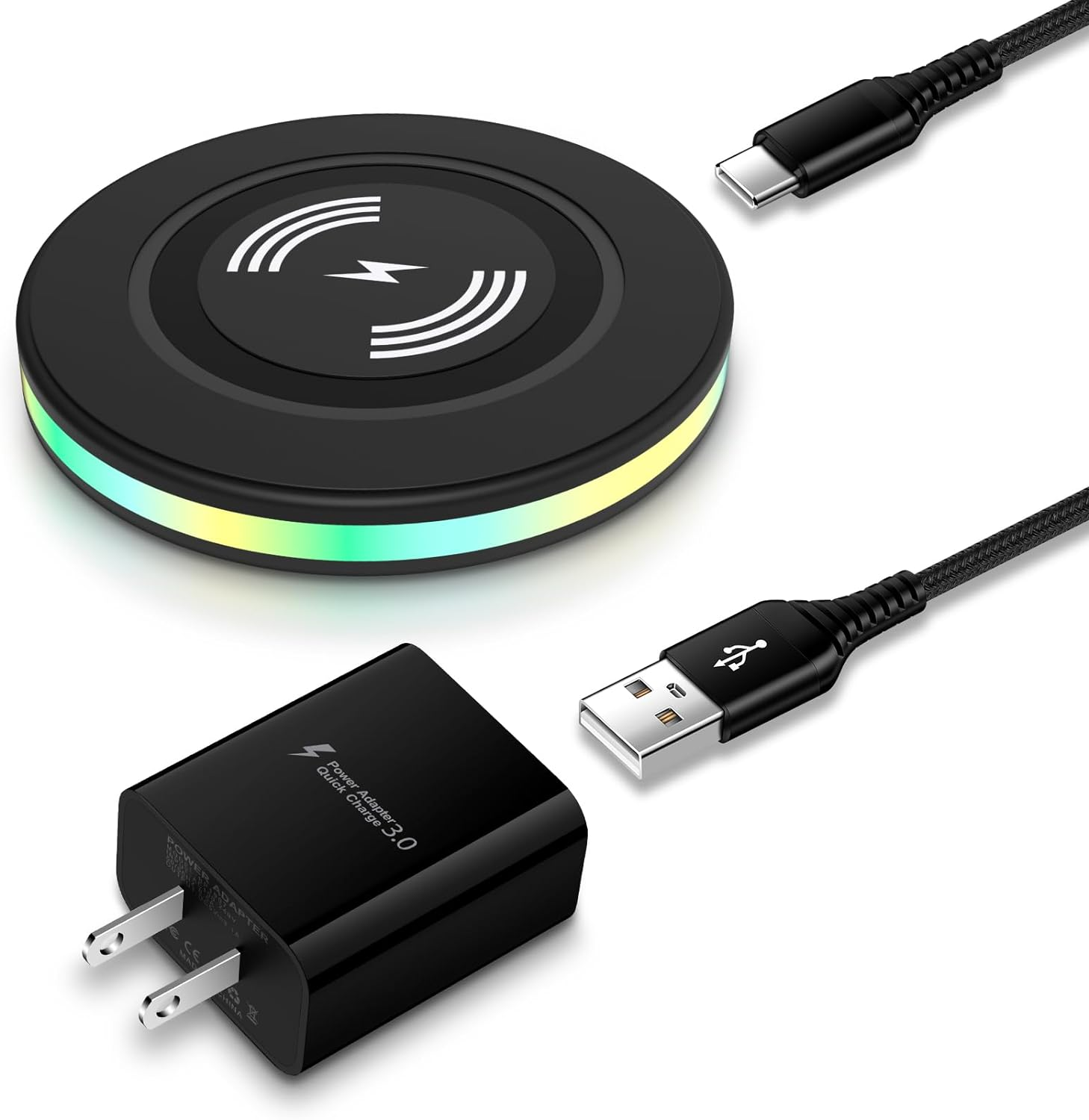 15W Wireless Charger Fast Charging Pad QC3.0 Adapter for Samsung Galaxy Iphone