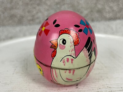 Haji Wind Up Toy Tin Litho Chick Chicken Egg Only 2.5''x2'' Multicolor