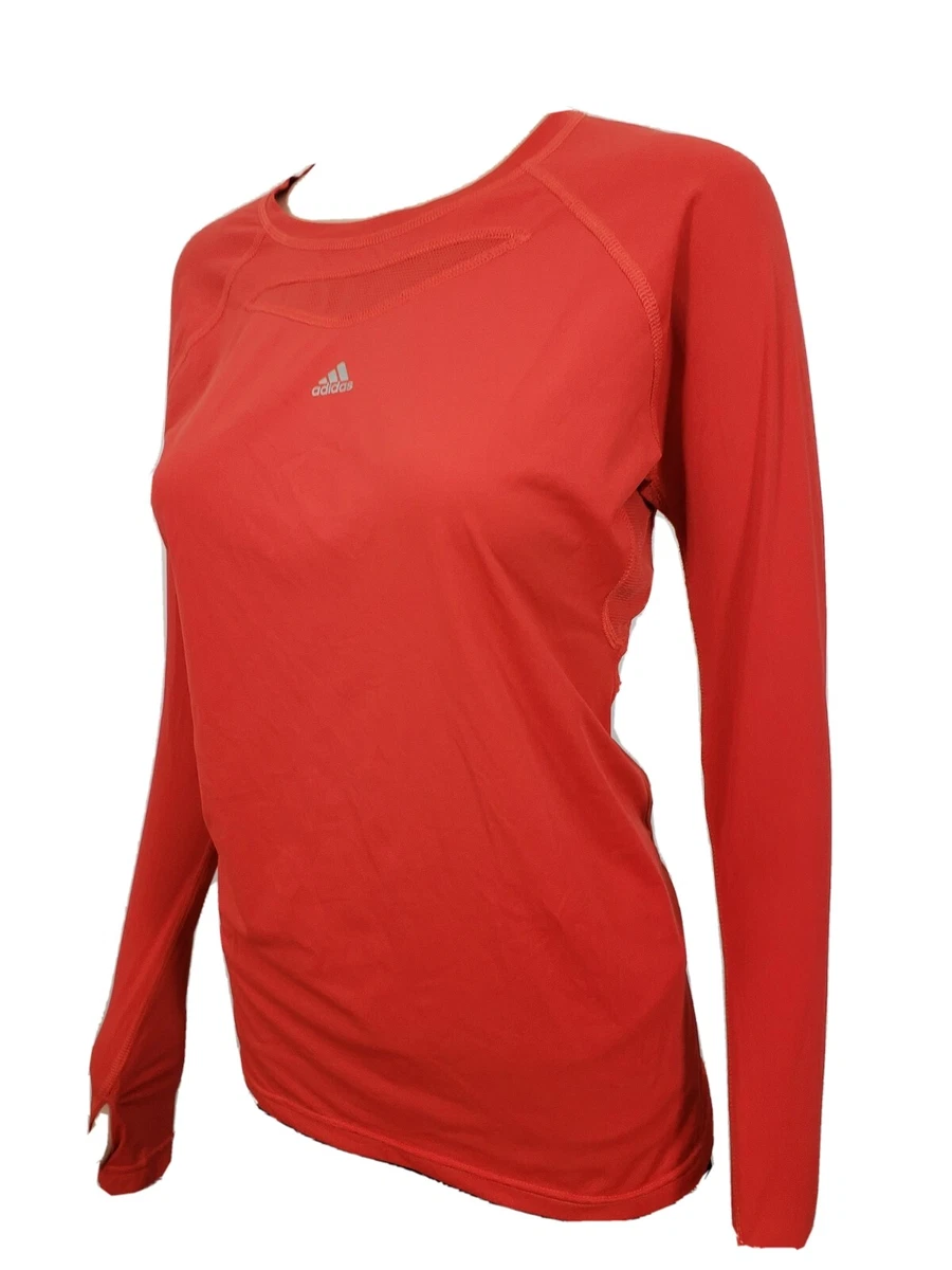 Savvy Sølv pålægge ADIDAS Shirt Women&#039;s L ClimaLite Long Sleeve Coral Orange Vented  Thumbholes | eBay