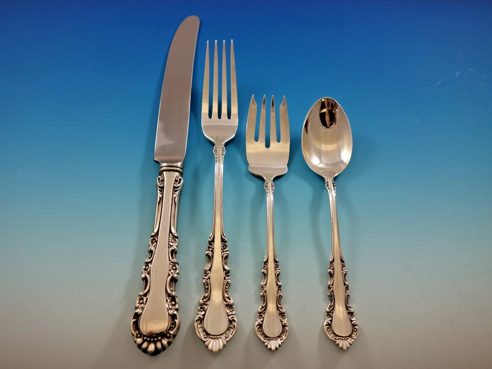Conjunto de Talheres Georgian Rose by Reed and Barton Prata Esterlina 41 Peças Tamanho Jantar - Imagem 2 de 4