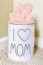 Rae Dunn Pink Ceramic Heart Lid I Heart Mom Mother's Day Gift Scented Candle