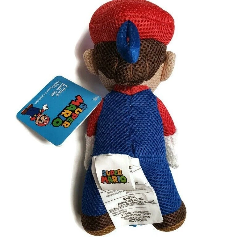 Juego de baño de 2 piezas para niños Nintendo 11" Super Mario abrazador de malla y toalla de paño Foto 2 de 4