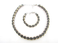 Schmuckset Collier+Armband in 925 Silber,  teilvergoldet, super Design, 59,5 gr.