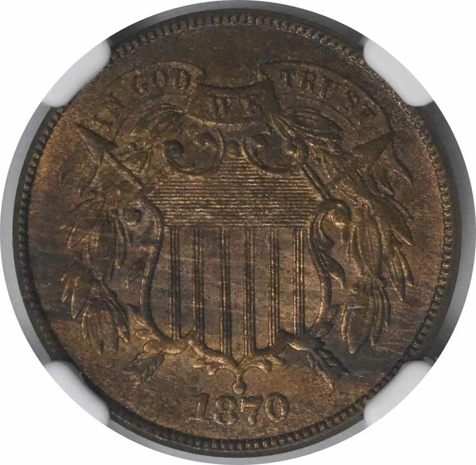 1870 Two Cent Piece MS64RB NGC - Image 3 of 4