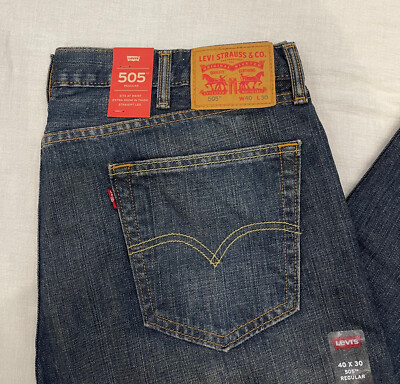 Levi's 505 Men's Regular Fit Jeans 40X30 Dark Blue (Range) #2765