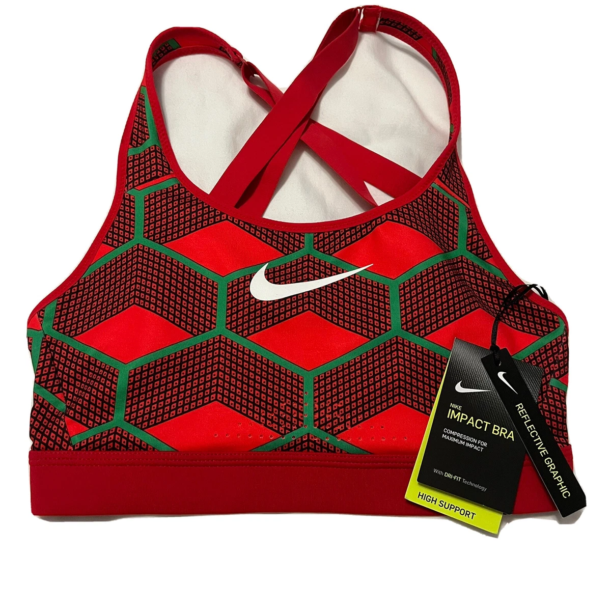 Nike Women's Team Kenya Impact High-Support Running Bra Size Small  CW1288-673