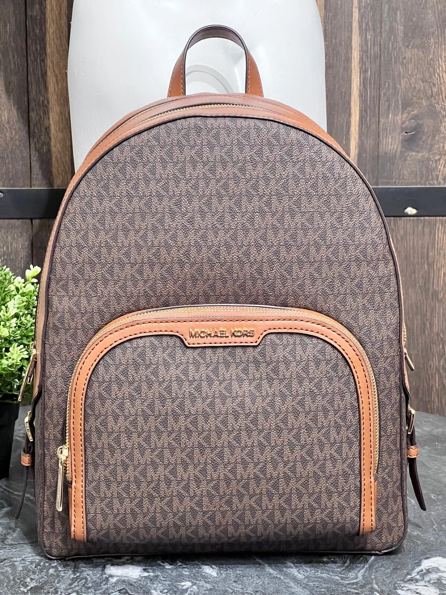 Michael Kors Jaycee Large Backpack Logo Signature Brown