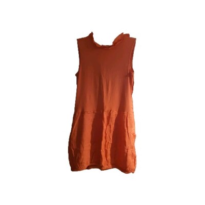 miss sugar linen dresses Ladies Bright Orange Linen Dress By Miss Sugar Size XXL Front Pockets  Bubble Hem