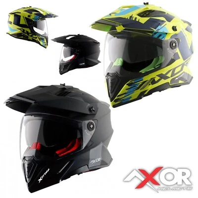 Motorcycle Helmet Axor X-Cross Dual Sport Adventure Crash Helmet DVS Sun Visor