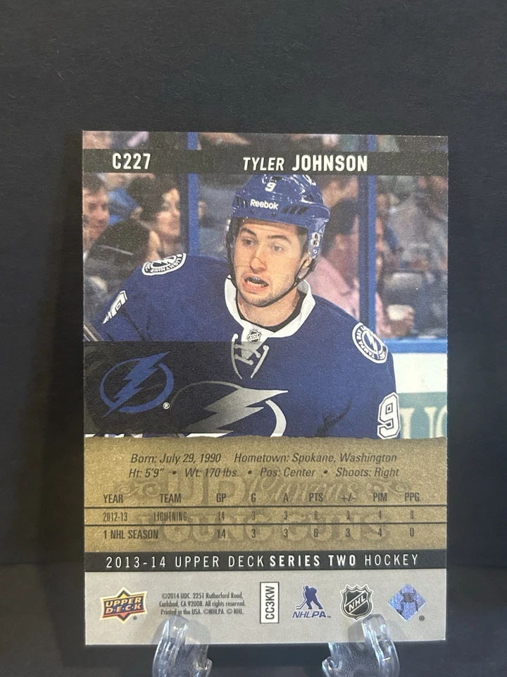 2013-14 Upper Deck UD Canvas Young Guns Tyler Johnson #C227 Rookie RC Tampa Bay - Image 2 of 2