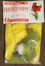 Vintage Fibre-Craft Giant Feather Flower Kit: Yellow Poppy, NWT