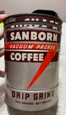 Chase Sanborn Coffee Can Two pounds Cylinder Metal Coffee Can As Seen.