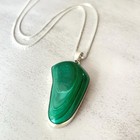 Artisan KARMA ROATAN Sterling Silver Freeform Malachite Pendant Necklace 36g — photo 1