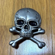 Skull Buckle Vintage Leather Belt 8x6.5cm Used Stylish Accessory