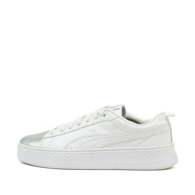 PUMA Damen Platform Trace Schuhe Weiß/Silber Leder Plateausohle Sneaker EU 42