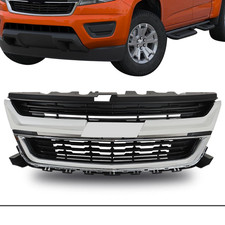 For Chevrolet Colorado Black 2015-2020 Front Bumper Upper Grille Wchrome Trim