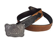Ariat Kid's Flower Tooled Western Belt with Buckle Sz 28 Cowboy Rodeo