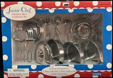 Rare Junior Chef Stainless Steel Cookware, Kids Pretend Play Pots  Pans 2005