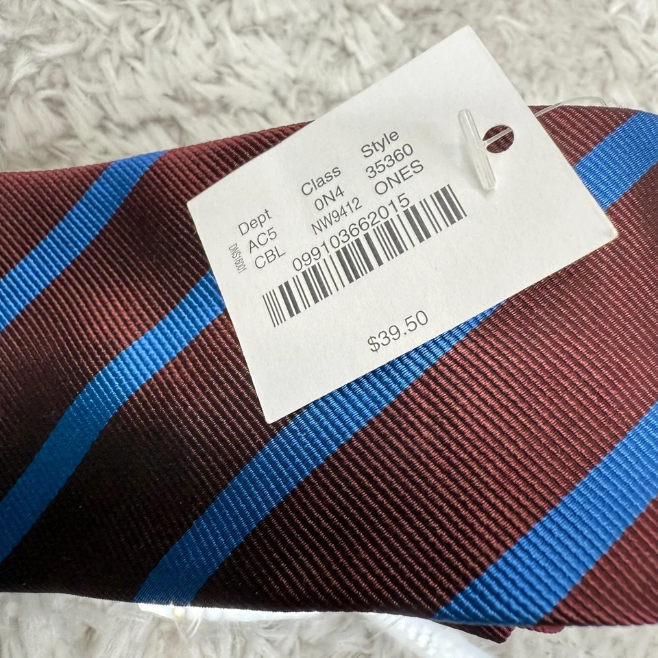 J.Crew 真丝领带全新带标签条纹领带商务面试正式蓝色学院 — 第 2/4 张图片