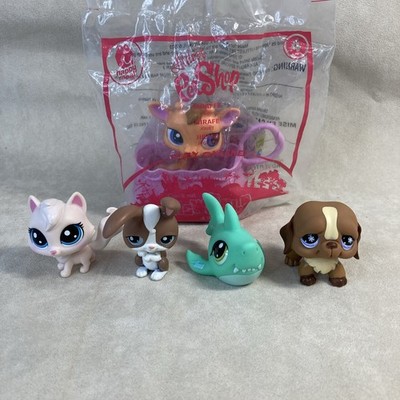 Littlest Pet Shop LPS Mixed Lot of 5 Figures. Rabbit, Cat, Dog, Shark & Giraffe.