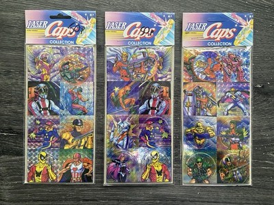 Vintage Laser Caps 1990s Retro Fun 1994 Factory Sealed Heroes Collection 90s X3